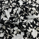 Per Metre Luxury Dressmaking 100% Digital Printed Cotton Lawn- 55" (Black)