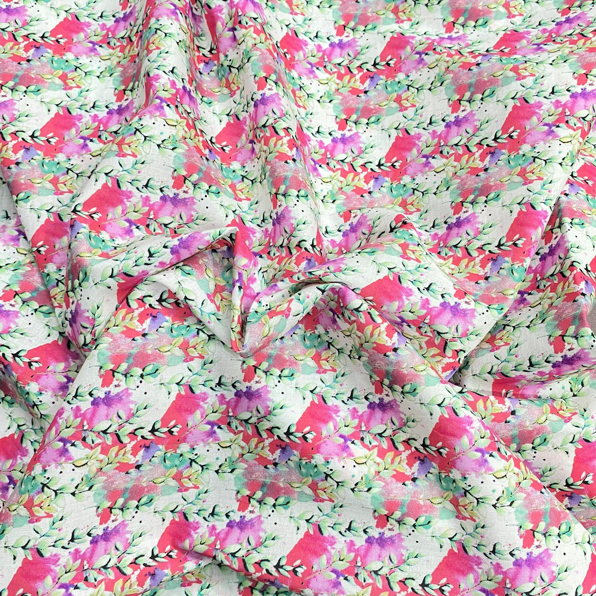 Per Metre Luxury Dressmaking 100% Digital Printed Cotton Lawn- 55" (Blooming)