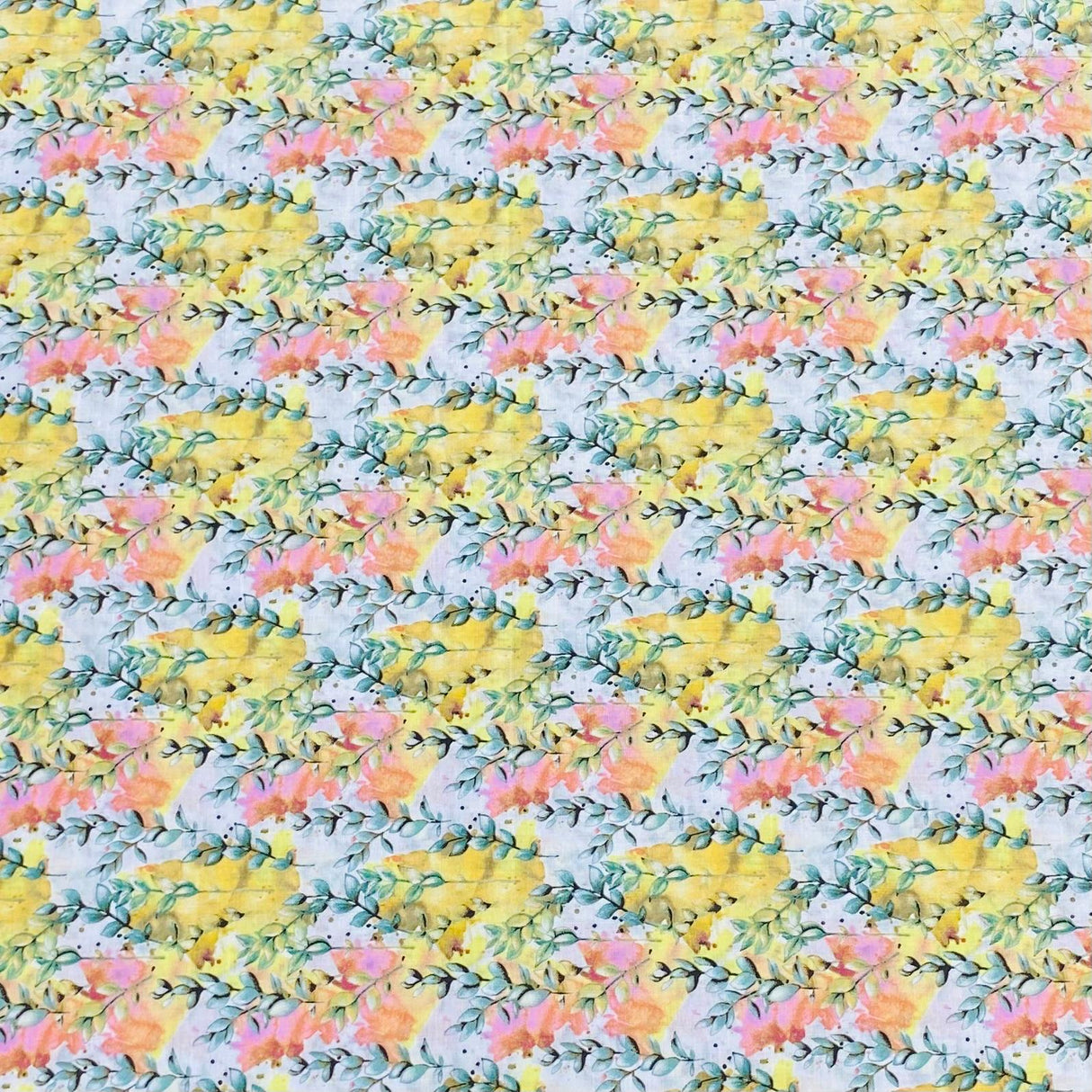 Per Metre Luxury Dressmaking 100% Digital Printed Cotton Lawn- 55" (Bloom)