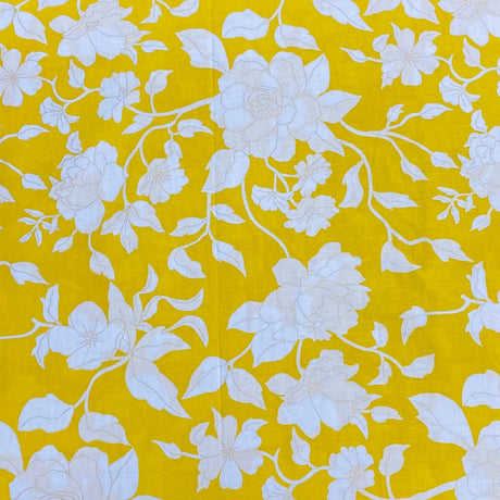 Per Metre Luxury Dressmaking 100% Digital Printed Cotton Lawn- 55" (Yellow)