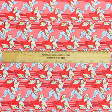 Per Metre Luxury Dressmaking 100% Digital Printed Cotton Lawn- 55" (Red)