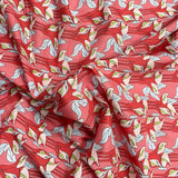 Per Metre Luxury Dressmaking 100% Digital Printed Cotton Lawn- 55" (Red)