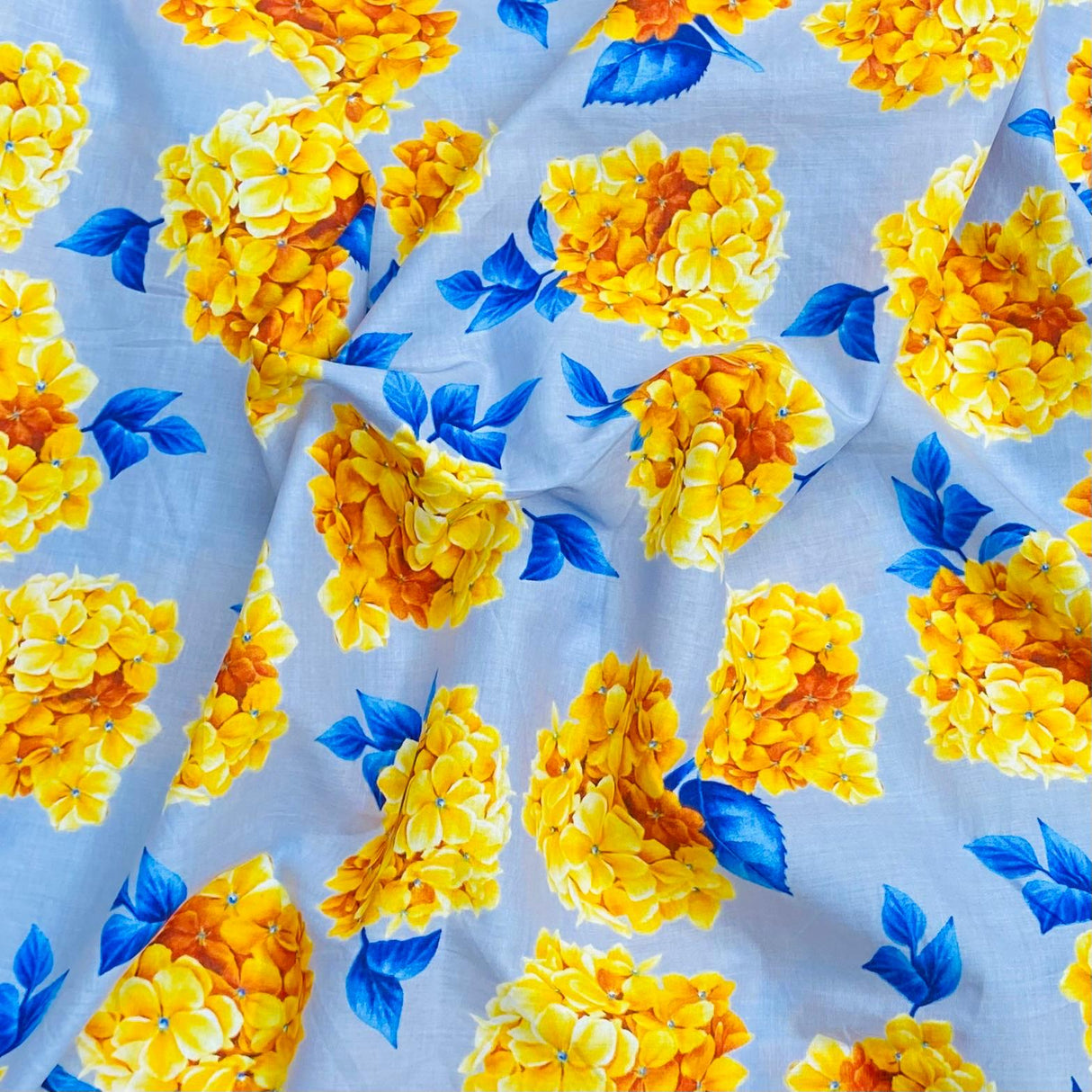 Per Metre Luxury Dressmaking 100% Digital Printed Cotton Lawn- 55" (Flower)