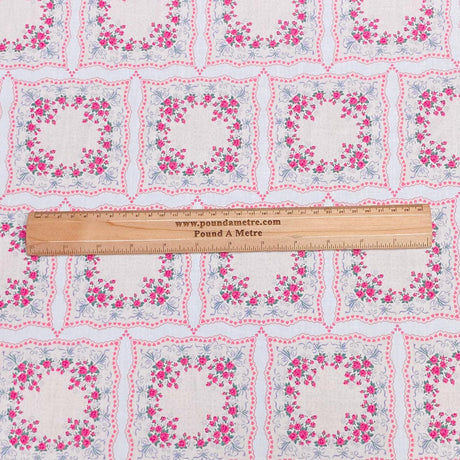 Per Metre Luxury Dressmaking 100% Digital Printed Cotton Lawn- 55" (Pink)