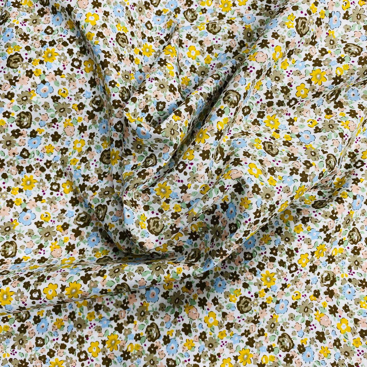Per Metre Luxury Dressmaking 100% Digital Printed Cotton Lawn- 55" (Flower Field)