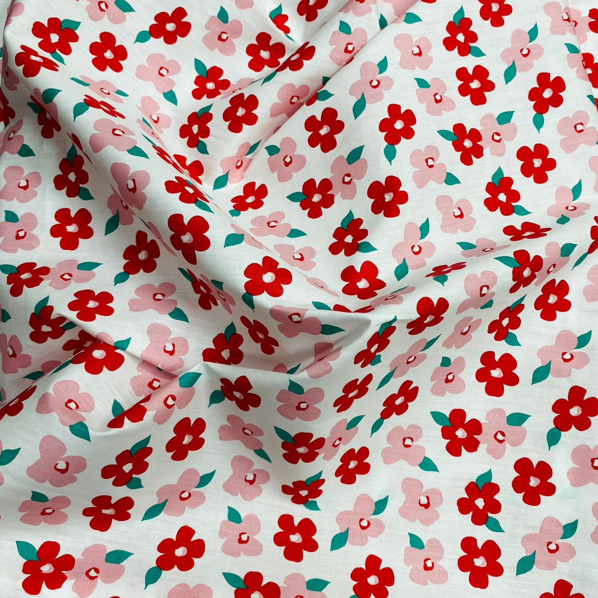 Per Metre Luxury Dressmaking 100% Digital Printed Cotton Lawn- 55" (Rose Flower)