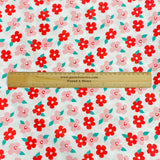 Per Metre Luxury Dressmaking 100% Digital Printed Cotton Lawn- 55" (Rose Flower)
