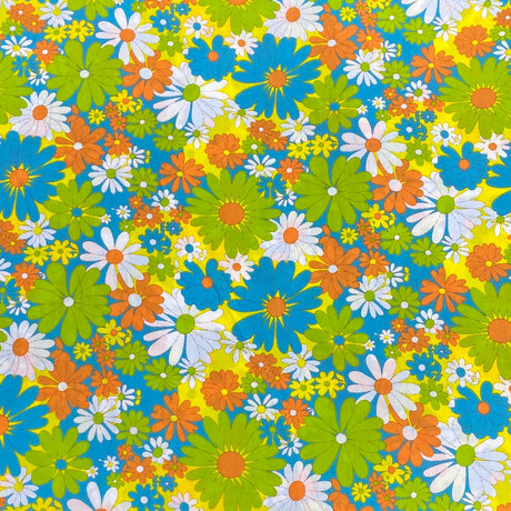 Per Metre Luxury Dressmaking 100% Digital Printed Cotton Lawn- 55" (Bright Floral)