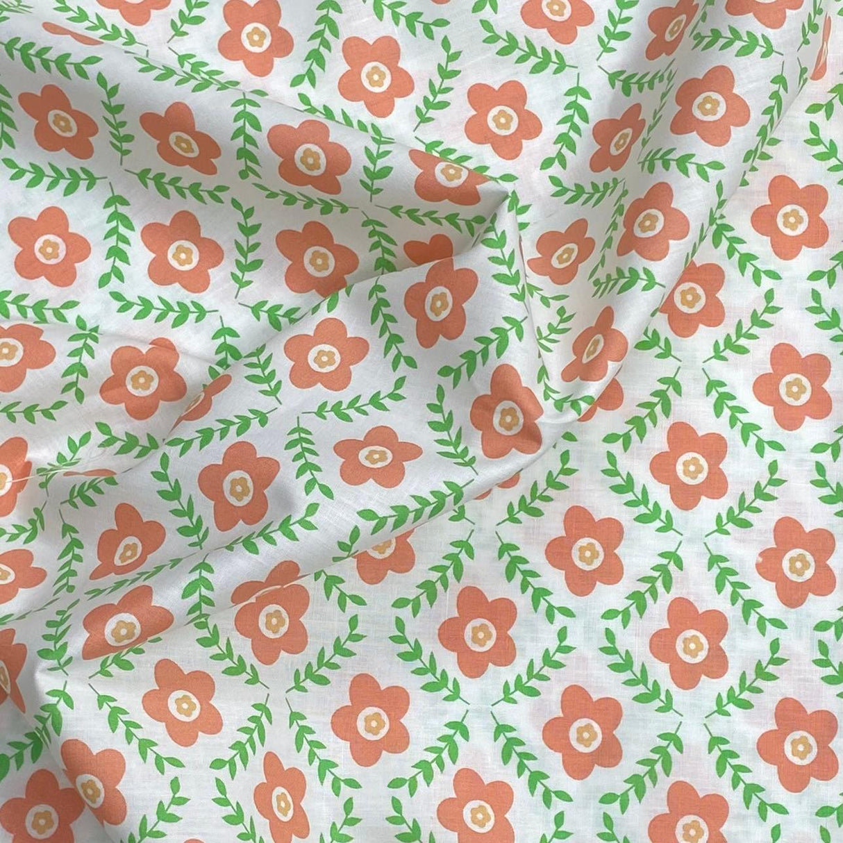 Per Metre Luxury Dressmaking 100% Digital Printed Cotton Lawn- 55" (Flower Patch)