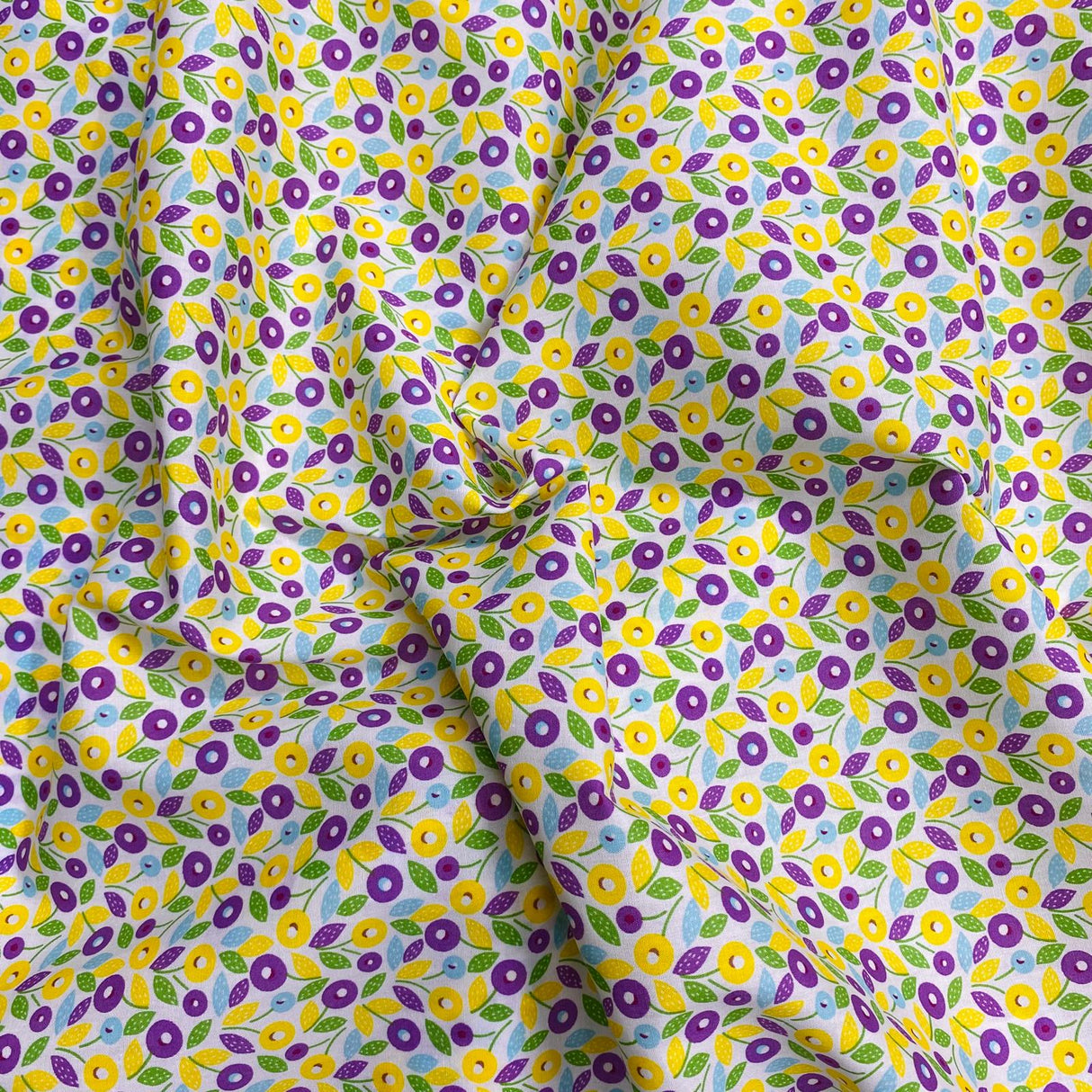 Per Metre Luxury Dressmaking 100% Digital Printed Cotton Lawn- 55" (Yellow & Lemon)