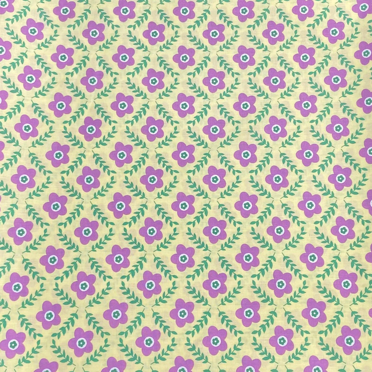 Per Metre Luxury Dressmaking 100% Digital Printed Cotton Lawn- 55" (Yellow Floral)
