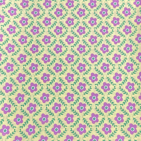 Per Metre Luxury Dressmaking 100% Digital Printed Cotton Lawn- 55" (Yellow Floral)