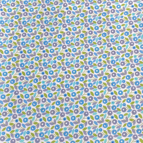 Per Metre Luxury Dressmaking 100% Digital Printed Cotton Lawn- 55" (Blues)