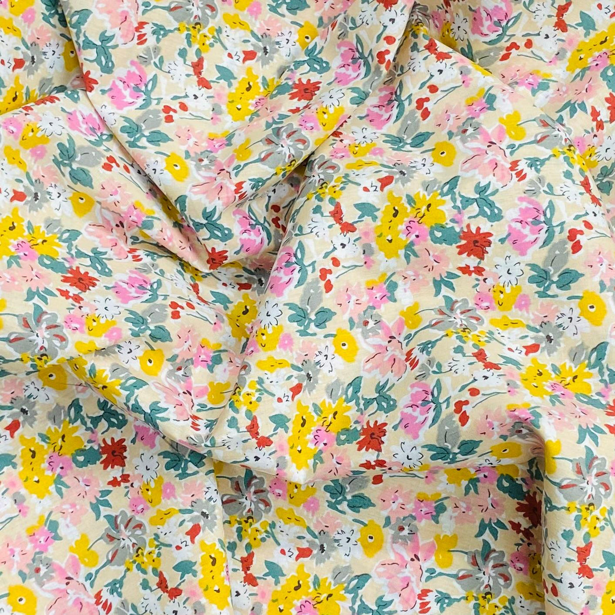 Per Metre Luxury Dressmaking 100% Digital Printed Cotton Lawn- 55" (Paint)