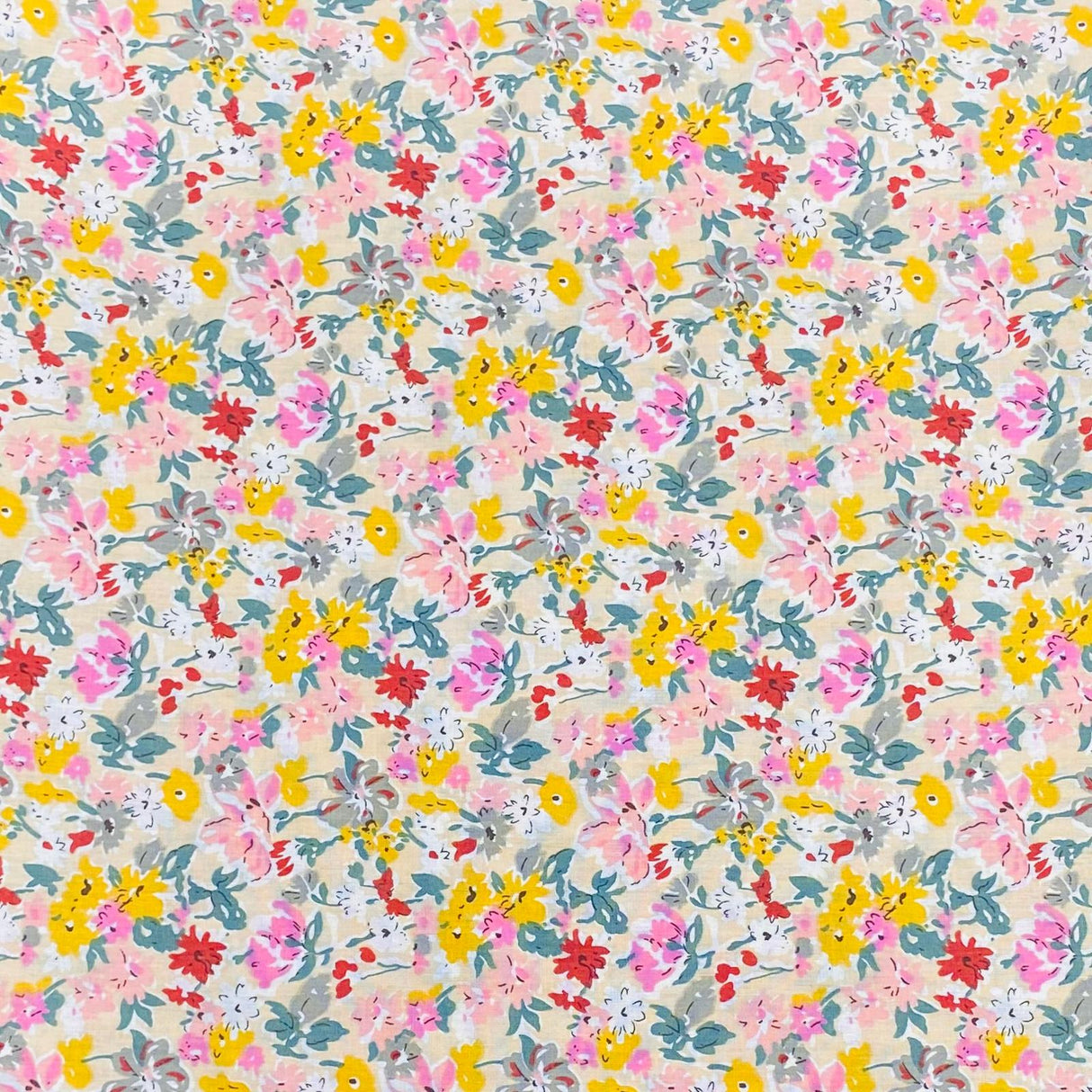 Per Metre Luxury Dressmaking 100% Digital Printed Cotton Lawn- 55" (Paint)
