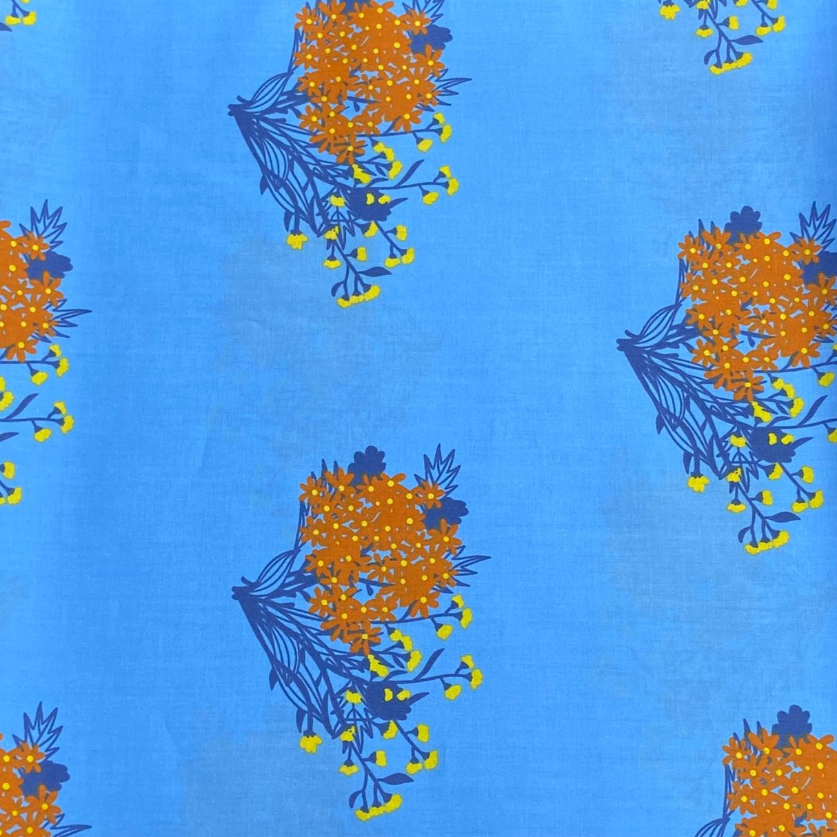 Per Metre Luxury Dressmaking 100% Digital Printed Cotton Lawn- 55" (Sky)