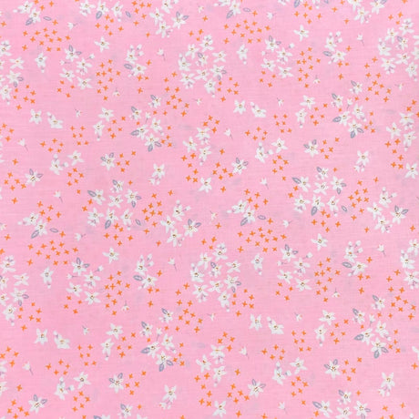 Per Metre Luxury Dressmaking 100% Digital Printed Cotton Lawn- 55" (Baby Pink)