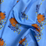 Per Metre Luxury Dressmaking 100% Digital Printed Cotton Lawn- 55" (Sky)