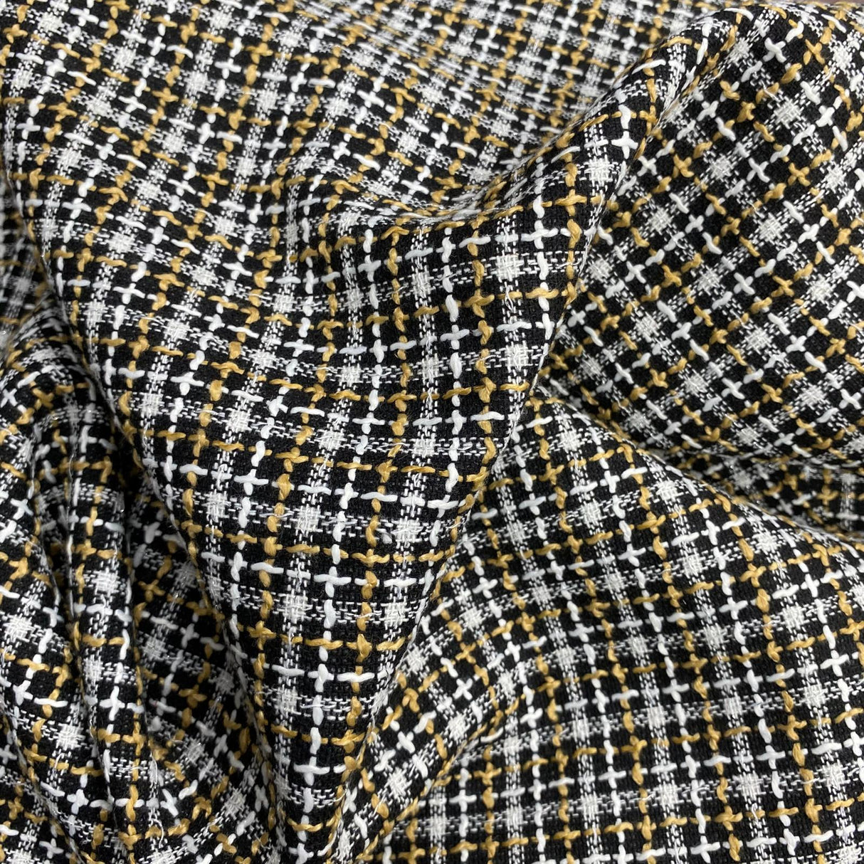 3 Metres Premium Wool Rich Fabric 55" Wide (Black, White & Gold)