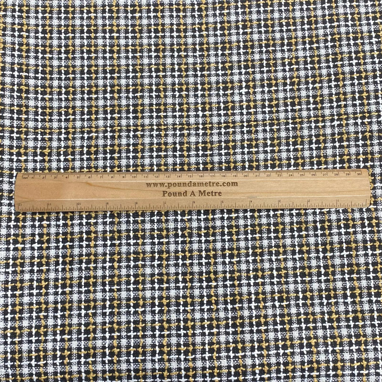 3 Metres Premium Wool Rich Fabric 55" Wide (Black, White & Gold)