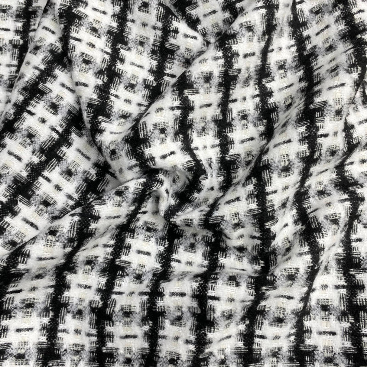 3 Metres Premium Wool Rich Fabric 55" Wide (Black & White)