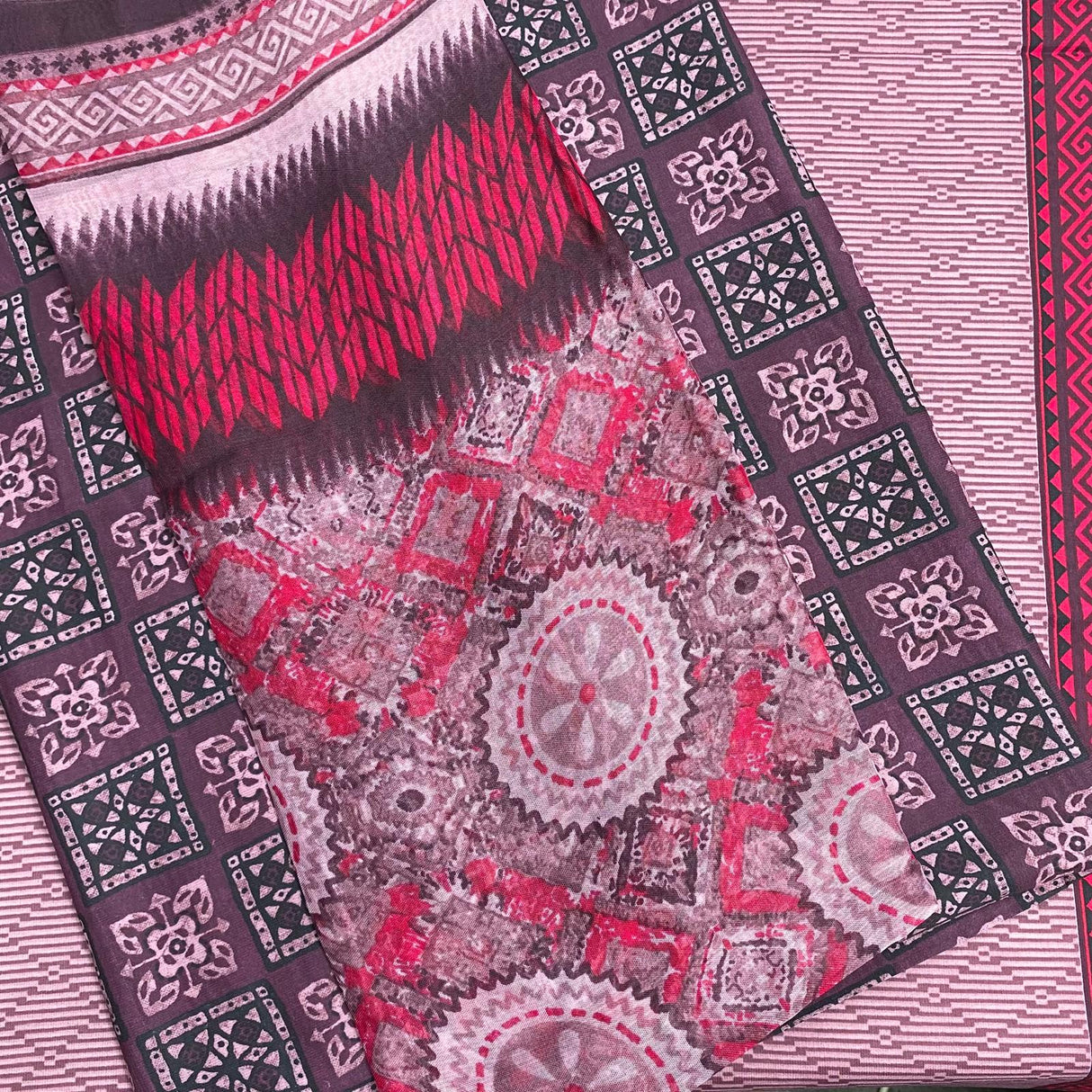 7.5 Metres Crepe Fabric Bundle - 45" Wide- 3 Pieces (Design 12)