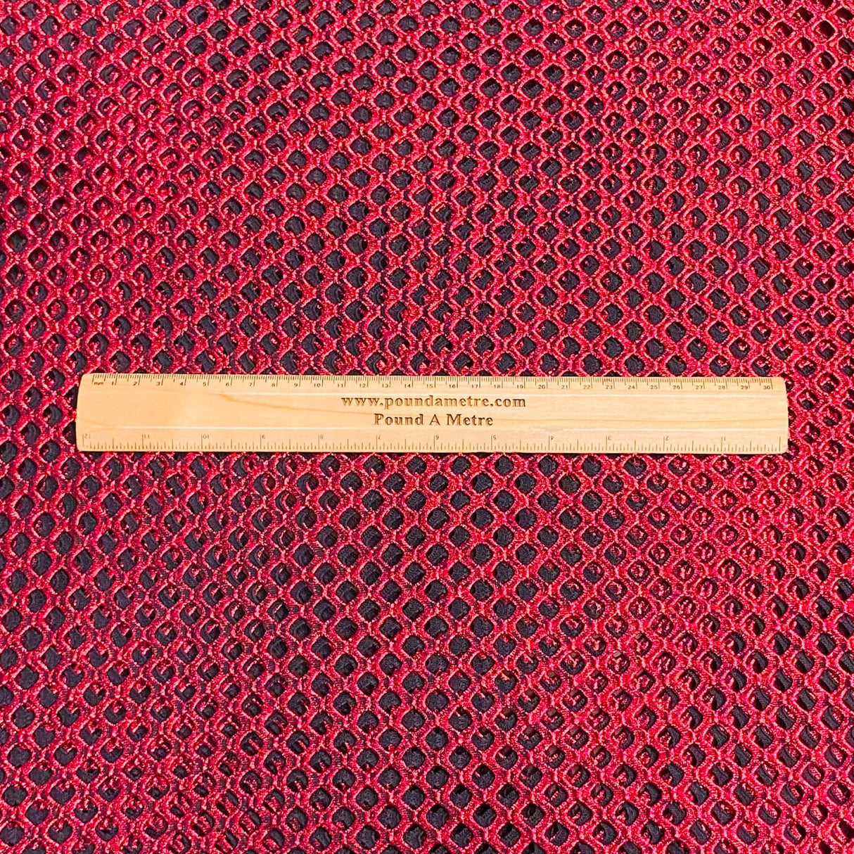 3 Metres Metallic Cutwork Jersey 60' wide (Red)