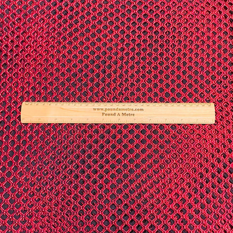 3 Metres Metallic Cutwork Jersey 60' wide (Red)