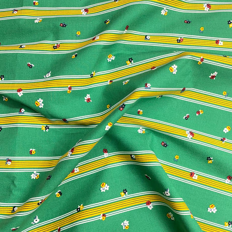 3 MetreS Luxury Dressmaking 100% Digital Print Poplin Cotton- 55" (Green Floral)