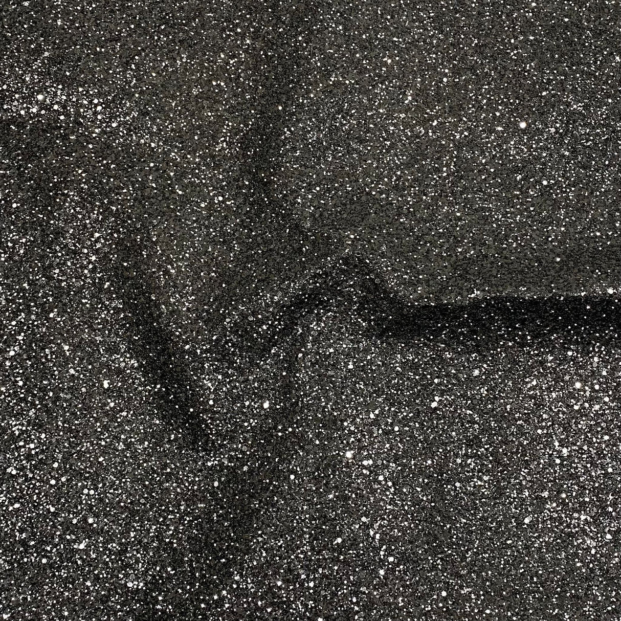 Pound A Metre Cotton Backed Chunky Glitter Fabric- Black