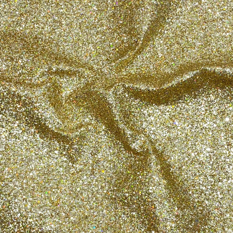 Pound A Metre Cotton Backed Chunky Glitter Fabric- Gold
