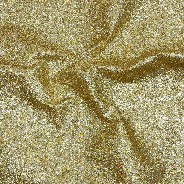 Pound A Metre Cotton Backed Chunky Glitter Fabric- Gold