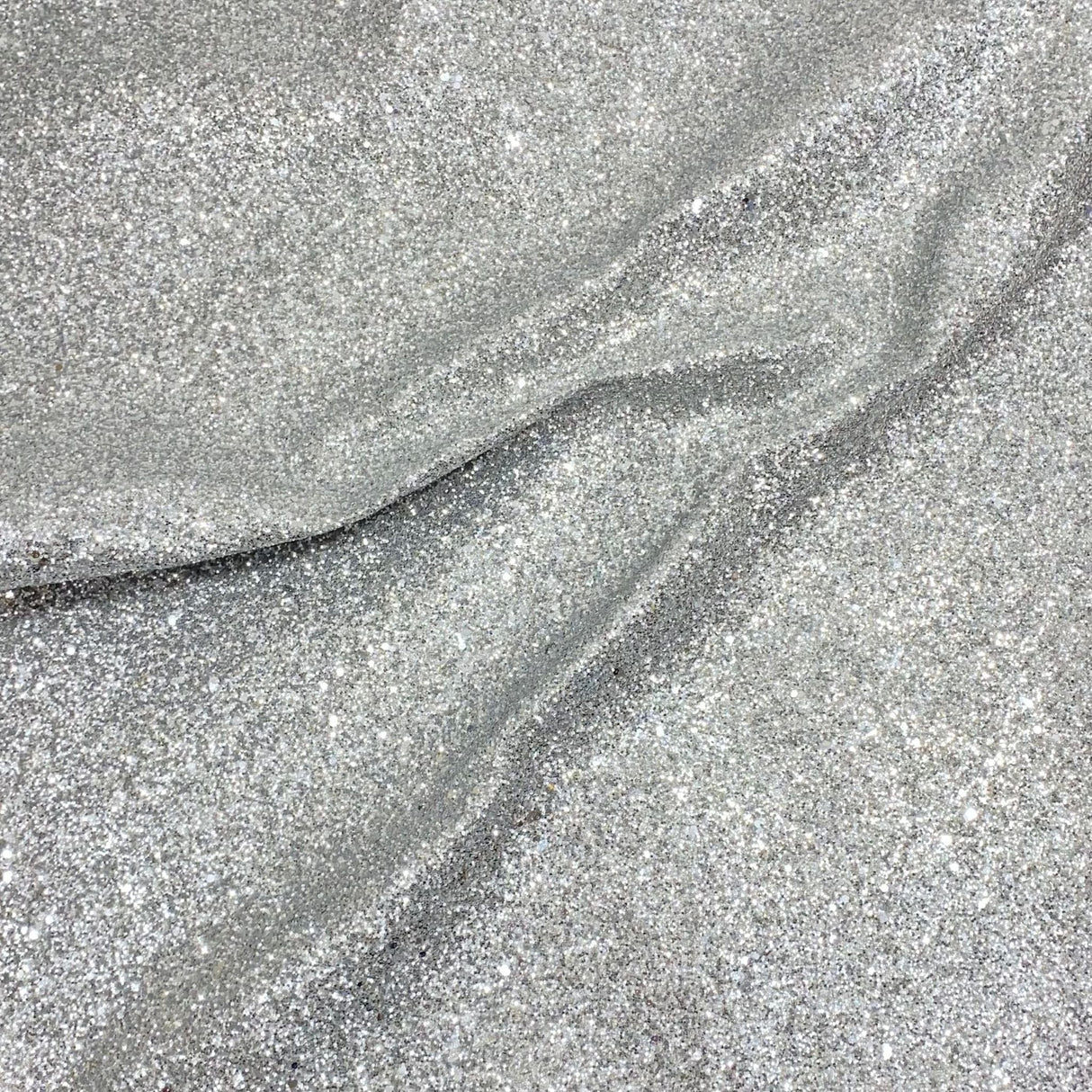 Pound A Metre Cotton Backed Chunky Glitter Fabric- Silver