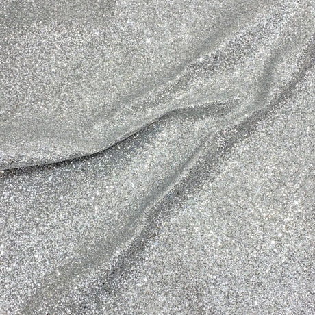 Pound A Metre Cotton Backed Chunky Glitter Fabric- Silver