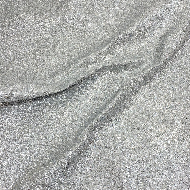 Pound A Metre Cotton Backed Chunky Glitter Fabric- Silver