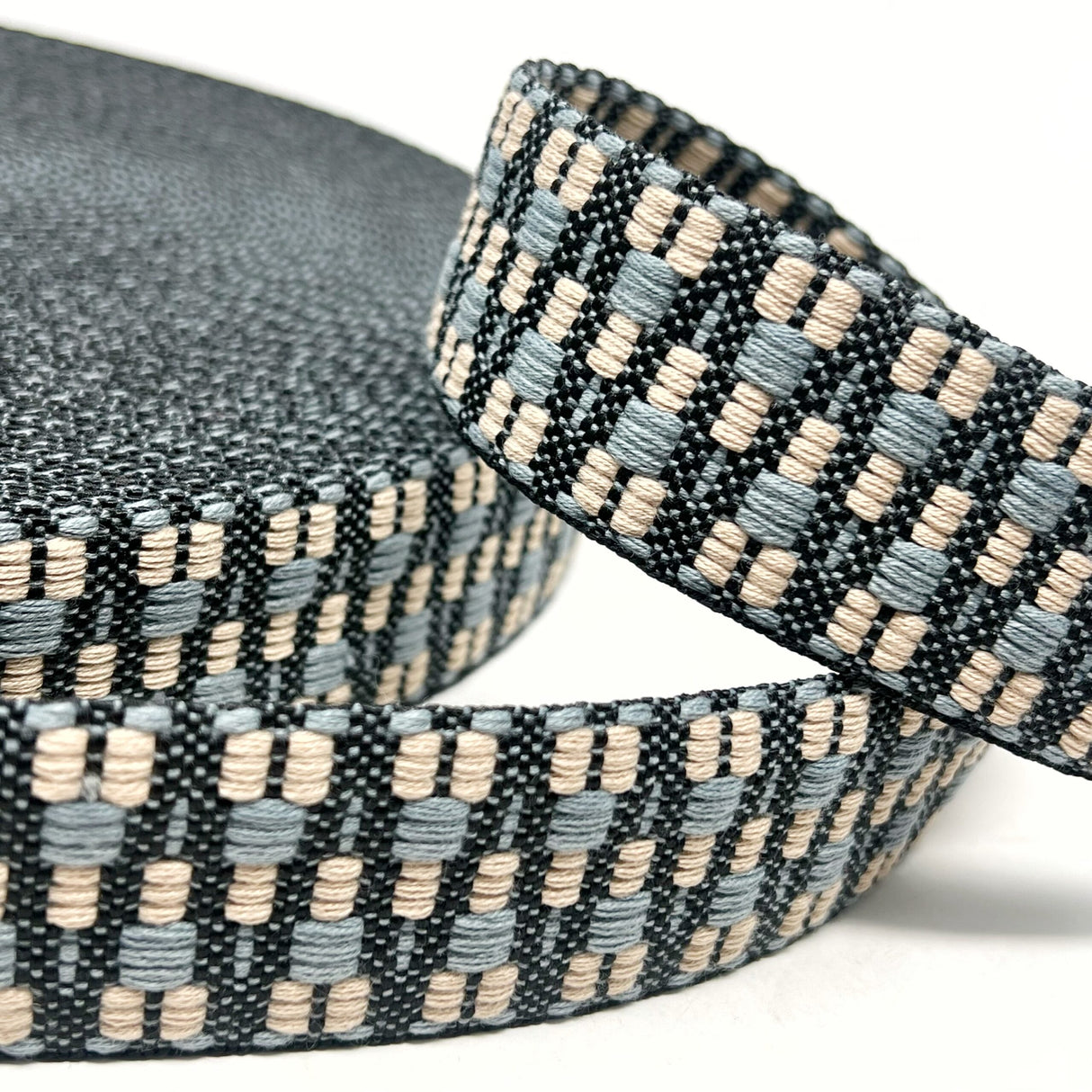 Per Metre Heavy Duty Webbing: For Bag Straps- (Black/silver/stone) 38mm / 40mm