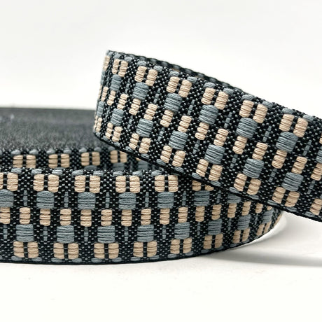 Per Metre Heavy Duty Webbing: For Bag Straps- (Black/silver/stone) 38mm / 40mm