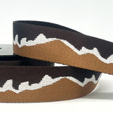 Per Metre Mountain Design Webbing: For Bag Straps- (Dark brown/brown/white) 38mm / 40mm