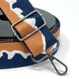 Per Metre Mountain Design Webbing: For Bag Straps- (Navy /brown/white) 38mm / 40mm