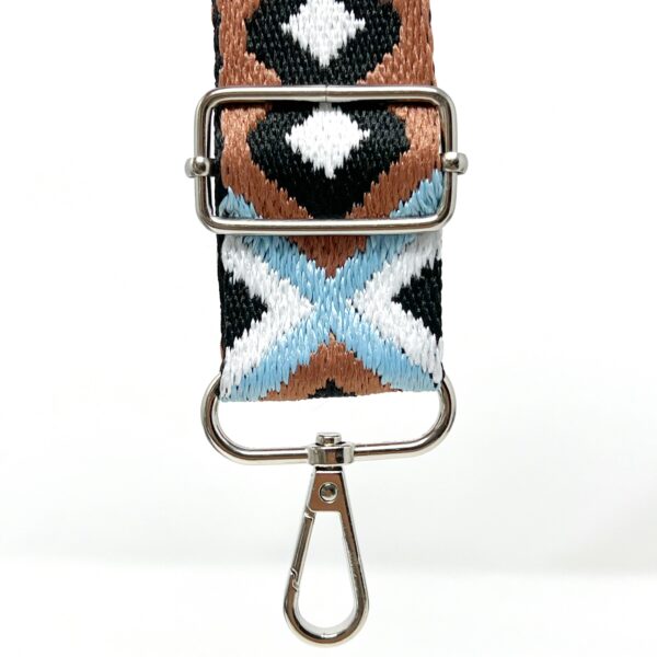 Per Metre Tribal Diamond Webbing: For Bag Straps- (Gold/sky/black/white) 38mm / 40mm (Copy)