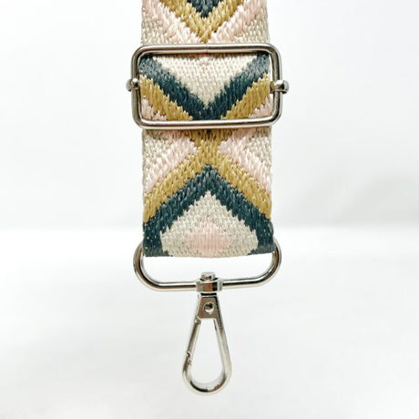 Per Metre Tribal Diamond Webbing: For Bag Straps- (Pink/grey/taupe/ecru) 38mm / 40mm