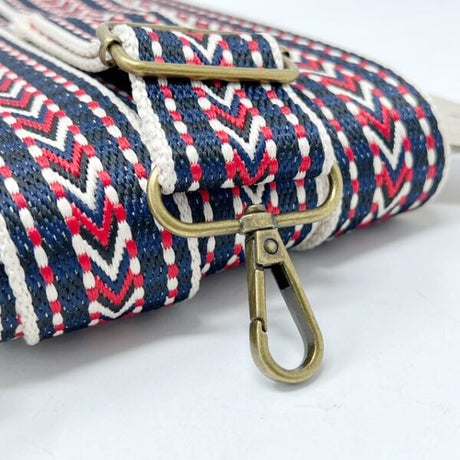 Per Metre Arrow Weave Webbing: For Bag Straps- (Red/navy/ecru) 38mm / 40mm