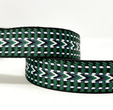 Per Metre Arrow Weave Webbing: For Bag Straps- (Green/ecru/black) 38mm / 40mm