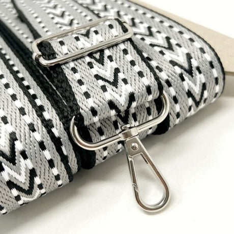 Per Metre Arrow Weave Webbing: For Bag Straps- (Black/grey/white) 38mm / 40mm