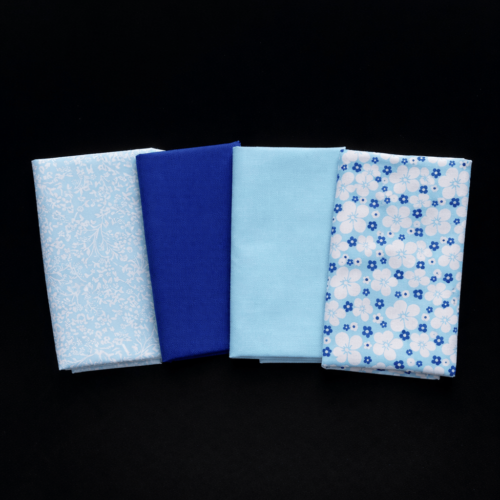 Pound A Metre Fat Quarter Bundle- 4 Pieces Per Bundle- (Blue Monsoon)