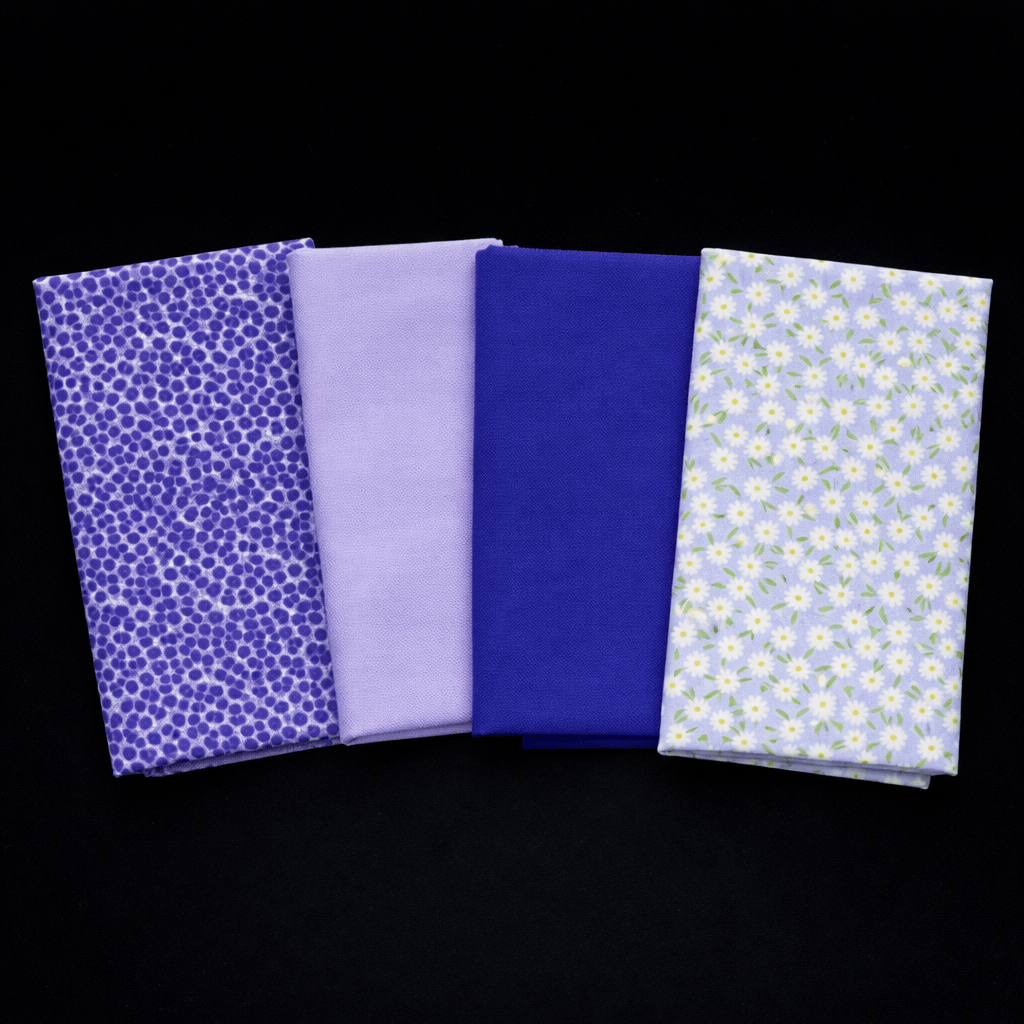 Pound A Metre Fat Quarter Bundle- 4 Pieces Per Bundle- (Purple Petals)