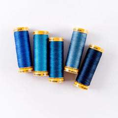Gutermann Blue 100% Cotton Thread Bundle - 5 X 100m Reels - Pound A Metre