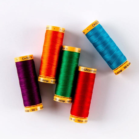 Pound A Metre Pack Of 5 x 100m Gutermann Brights 100% Cotton Thread Bundle - 5 X 100m Reels