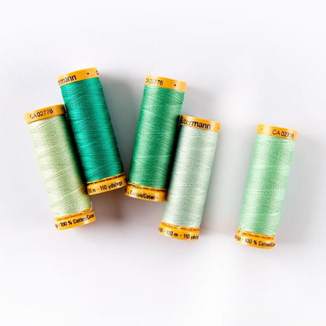 Pound A Metre Pack Of 5 x 100m Gutermann Mints 100% Cotton Thread Bundle - 5 X 100m Reels