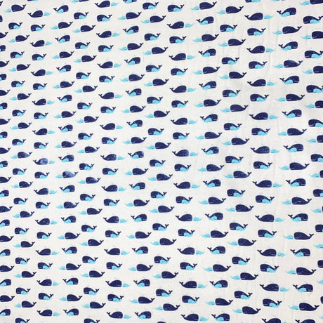 Pound A Metre Full Metre High Quality Brushed Cotton - 55" Wide (Whales)